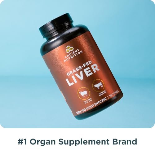 Ancient Nutrition Organ Supplements, Einmal täglich Weide- und Wildorgan-Komplex-Kapseln, Rinder- und Lammleber, Unterstützt gesundes Blut, Darm und Leber, 30 Stück