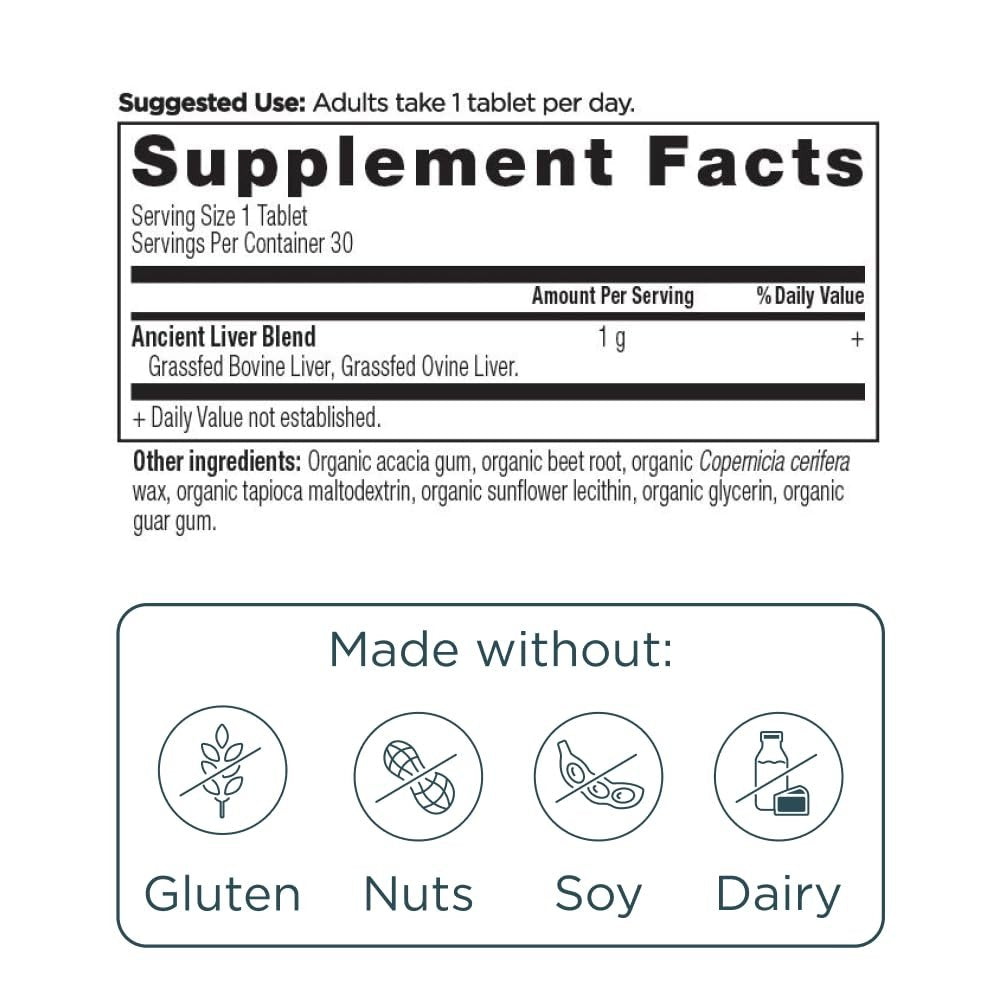 Ancient Nutrition Organ Supplements, Einmal täglich Weide- und Wildorgan-Komplex-Kapseln, Rinder- und Lammleber, Unterstützt gesundes Blut, Darm und Leber, 30 Stück