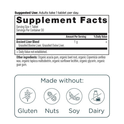 Ancient Nutrition Organ Supplements, Einmal täglich Weide- und Wildorgan-Komplex-Kapseln, Rinder- und Lammleber, Unterstützt gesundes Blut, Darm und Leber, 30 Stück