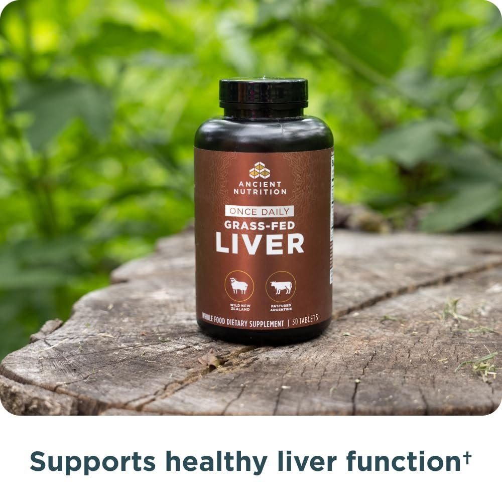 Ancient Nutrition Organ Supplements, Einmal täglich Weide- und Wildorgan-Komplex-Kapseln, Rinder- und Lammleber, Unterstützt gesundes Blut, Darm und Leber, 30 Stück