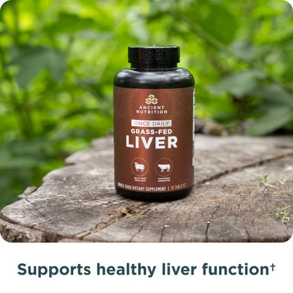 Ancient Nutrition Organ Supplements, Einmal täglich Weide- und Wildorgan-Komplex-Kapseln, Rinder- und Lammleber, Unterstützt gesundes Blut, Darm und Leber, 30 Stück