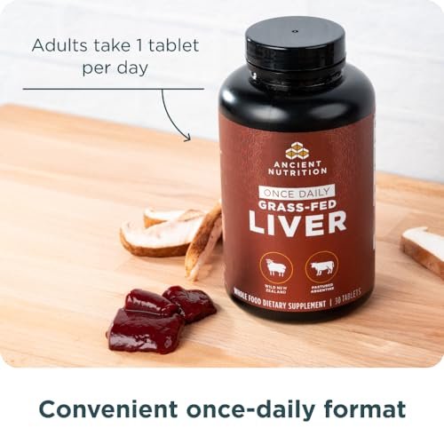 Ancient Nutrition Organ Supplements, Einmal täglich Weide- und Wildorgan-Komplex-Kapseln, Rinder- und Lammleber, Unterstützt gesundes Blut, Darm und Leber, 30 Stück