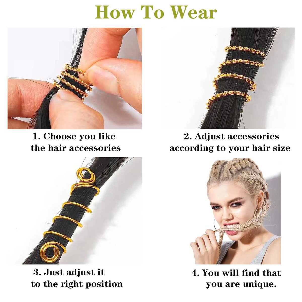 220-teiliges Gold-Haarschmuck-Geflecht, Tuefuzy Haaraccessoires, Dreadlock-Zubehör, Metall-Gold-Zöpfe, Ringe, Manschetten, Clips für Schmuckdekorationen