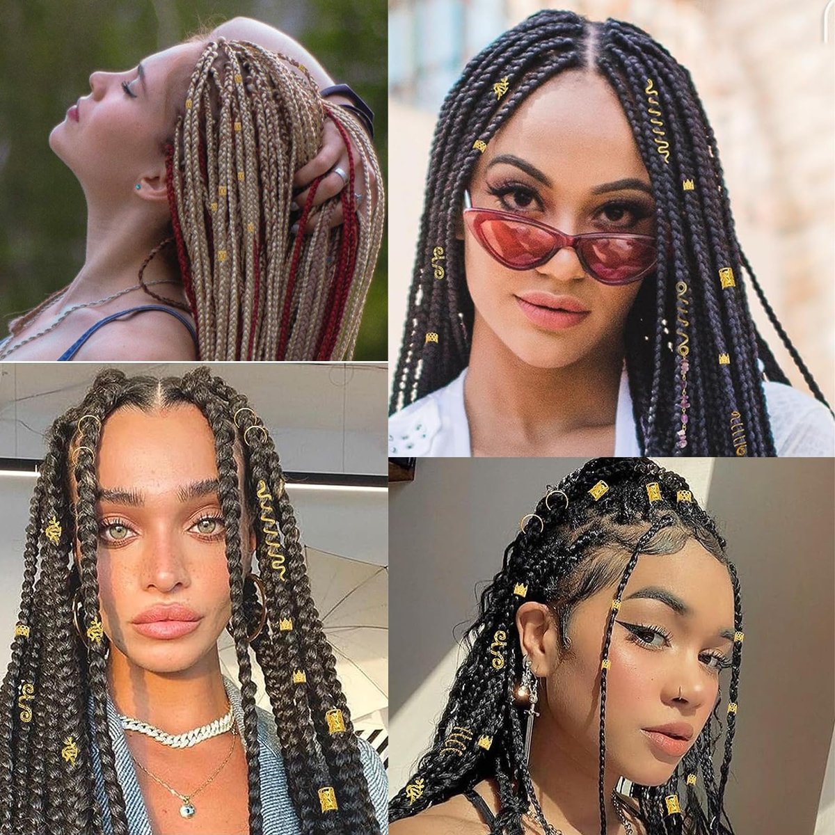 220-teiliges Gold-Haarschmuck-Geflecht, Tuefuzy Haaraccessoires, Dreadlock-Zubehör, Metall-Gold-Zöpfe, Ringe, Manschetten, Clips für Schmuckdekorationen