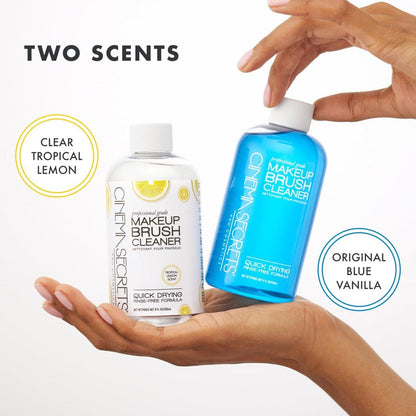 Cinema Secrets Original Blue Vanilla Makeup Pinsel Reiniger Lösung & Spray Combo – Professioneller Reiniger für Make-up-Pinsel – Schnelltrocknend & ohne Spülen – Entfernt eingetrocknetes Make-up (473 ml & 59 ml)