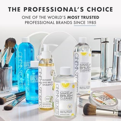 Cinema Secrets Original Blue Vanilla Makeup Pinsel Reiniger Lösung & Spray Combo – Professioneller Reiniger für Make-up-Pinsel – Schnelltrocknend & ohne Spülen – Entfernt eingetrocknetes Make-up (473 ml & 59 ml)