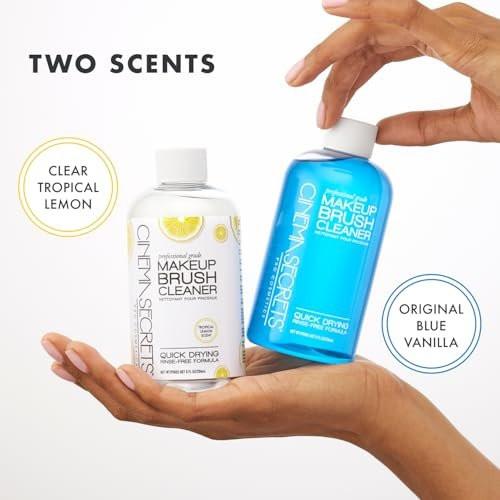 Cinema Secrets Original Blue Vanilla Makeup Pinsel Reiniger Lösung & Spray Combo – Professioneller Reiniger für Make-up-Pinsel – Schnelltrocknend & ohne Spülen – Entfernt eingetrocknetes Make-up (473 ml & 59 ml)
