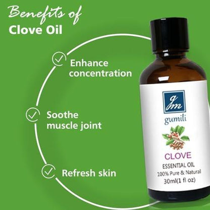 GM Gumili Nelkenöl 30 ml – 100% reines Knospenöl für Zähne, Zahnfleisch, Aromatherapie, Haut & Haare