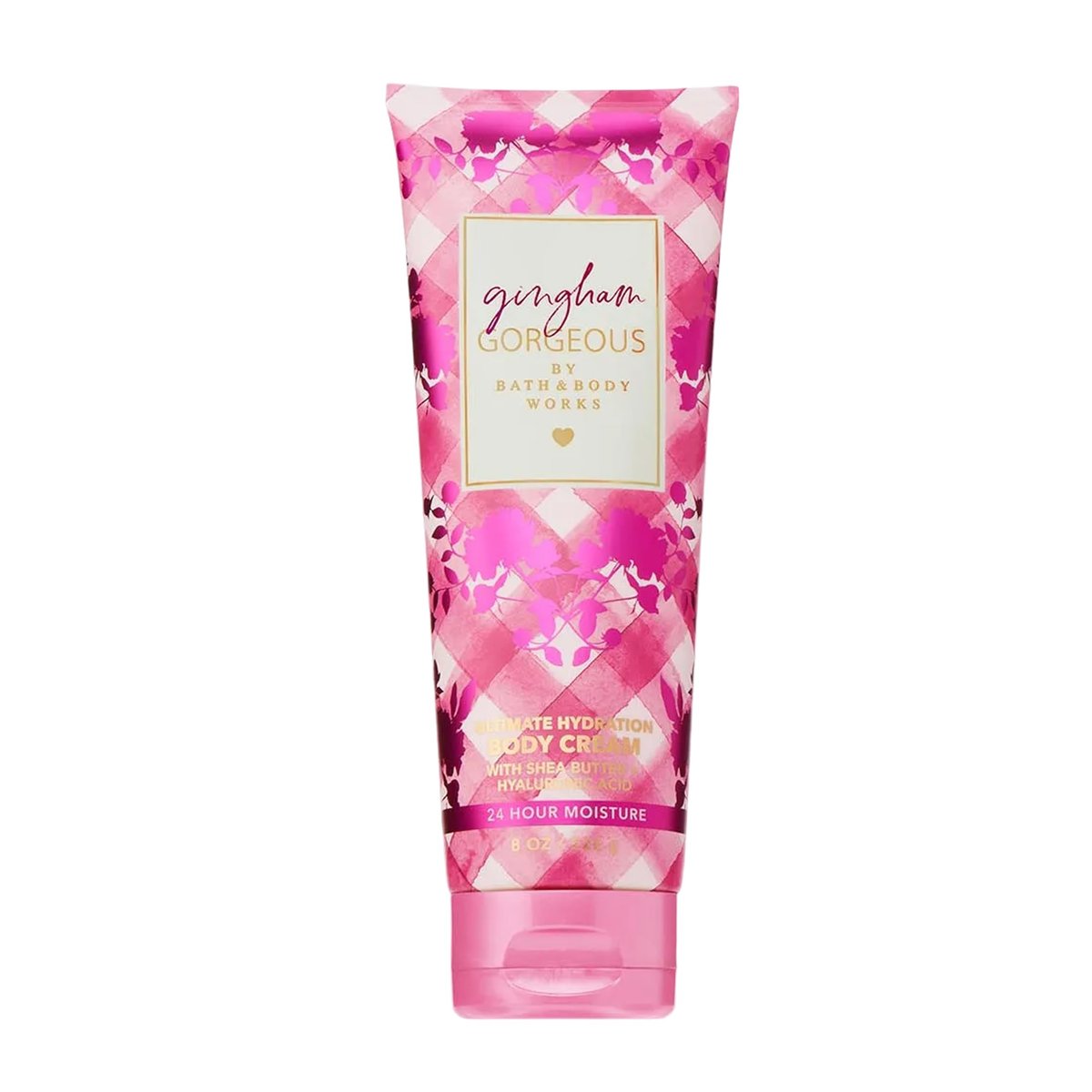 Bath & Body Works Gingham Gorgeous Body Cream – Ultimative Feuchtigkeitspflege mit Sheabutter & Hyaluronsäure für trockene Haut – Erdbeerduft, 8 oz