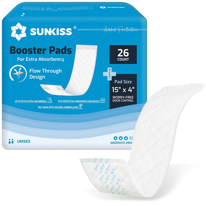 SUNKISS Trustplus Booster Pads 15" x 4" – Extra Saugfähigkeit für Erwachsenen-Inkontinenz, Geruchskontrolle, 26 Stück
