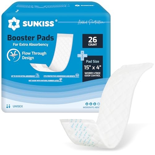 SUNKISS Trustplus Booster Pads 15" x 4" – Extra Saugfähigkeit für Erwachsenen-Inkontinenz, Geruchskontrolle, 26 Stück