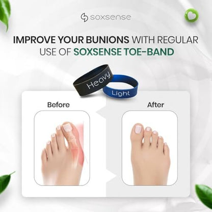 Soxsense Zehenstrecker Bänder - Zehenspreizer für Ballenkorrektur, Hallux Valgus Korrektor, Fußstrecker Widerstandsband für Ballenlinderung 2 Stück