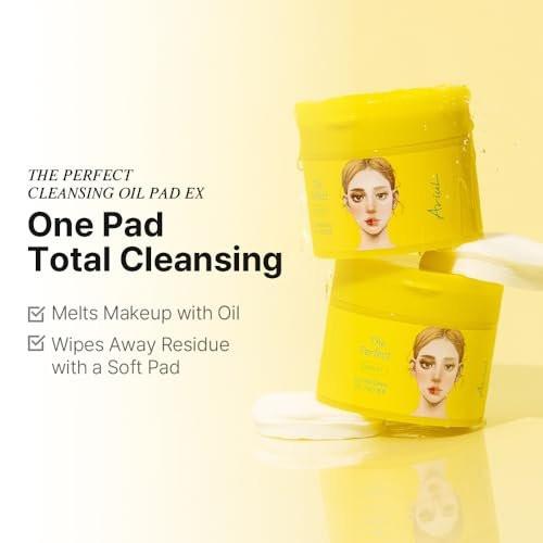 Ariul The Perfect Cleansing Oil Pad EX – Koreanische Gesichtsreinigungstücher für Make-up-Entfernung, sanfte Öl-Make-up-Entferner-Tücher mit Pflanzenextrakten, feuchtigkeitsspendende Gesichtsreinigungspads (60 Blatt)