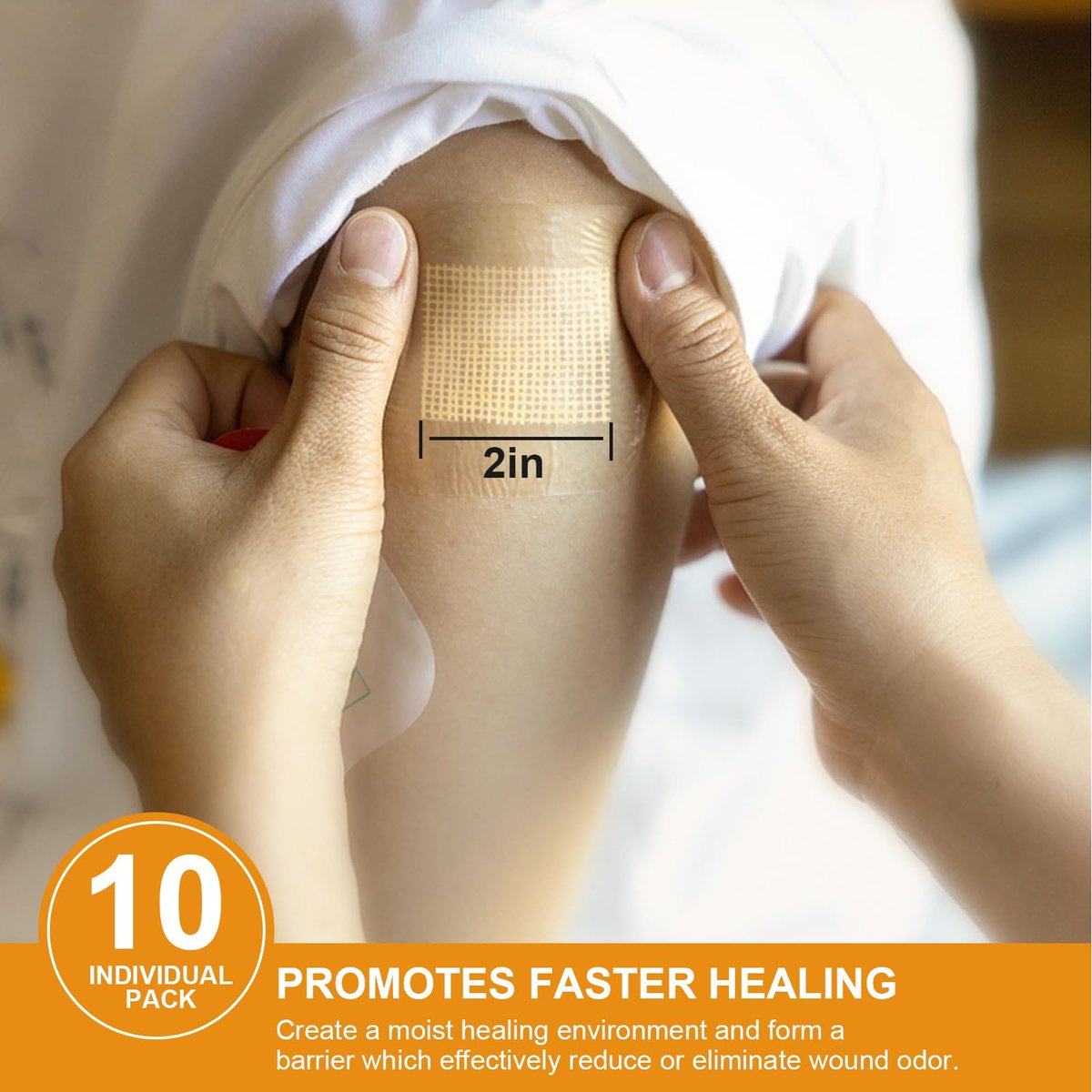 Ceeport Manuka Honig Wundauflage mit Gaze 2" x 2", 10er-Pack Manuka Honig Wundpflegepads, Medizinische Honigverbände für die Wundversorgung, Honigpflaster für schnellere Heilung von Verbrennungen, Schürfwunden, Schnitten und Verbrühungen