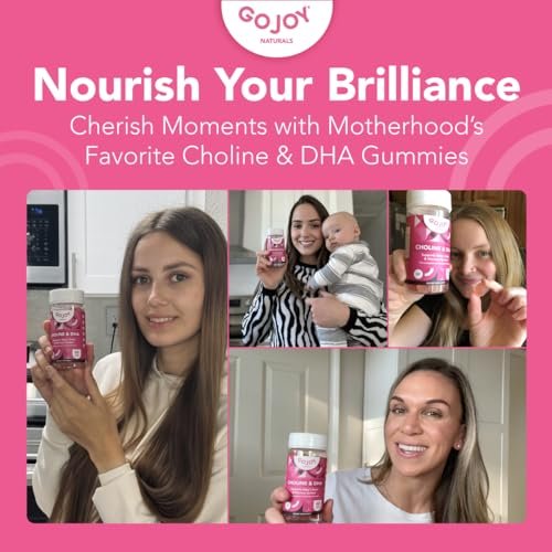 GOJOY NATURALS Pranatale Gummis mit Cholin & DHA – Präkonzeption, Schwangerschaft & Postnatale Vitamine für Frauen – Cholin 250 mg + DHA 150 mg – Vegan, Zuckerfrei, Nicht-GVO