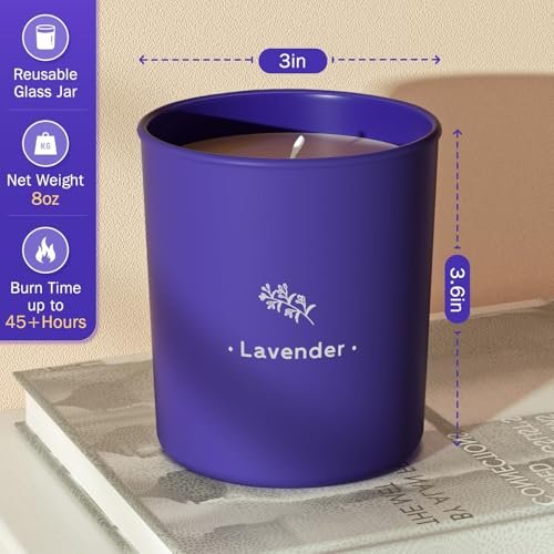 Lavendelkerzen für Zuhause Duftkerzen, 8 oz Duftkerzen Geschenk, Lila Glas Wachs, Hergestellt mit Soja für Frauen, 45 Stunden langanhaltende Brenndauer für Weihnachten Mama Freundin Geburtstag Weihnachtsgeschenk - 1 Packung