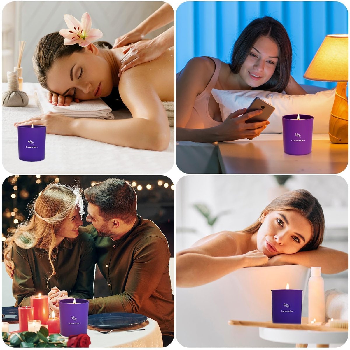 Lavendelkerzen für Zuhause Duftkerzen, 8 oz Duftkerzen Geschenk, Lila Glas Wachs, Hergestellt mit Soja für Frauen, 45 Stunden langanhaltende Brenndauer für Weihnachten Mama Freundin Geburtstag Weihnachtsgeschenk - 1 Packung