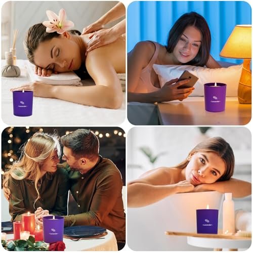 Lavendelkerzen für Zuhause Duftkerzen, 8 oz Duftkerzen Geschenk, Lila Glas Wachs, Hergestellt mit Soja für Frauen, 45 Stunden langanhaltende Brenndauer für Weihnachten Mama Freundin Geburtstag Weihnachtsgeschenk - 1 Packung