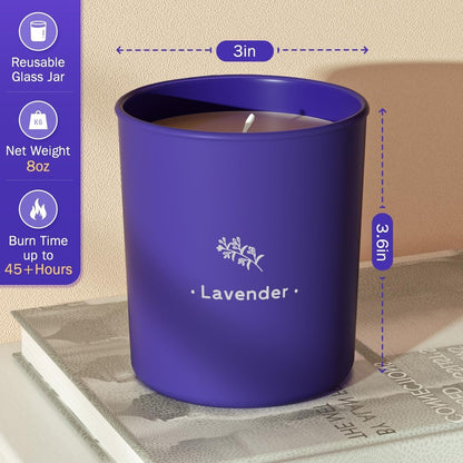 Lavendelkerzen für Zuhause Duftkerzen, 8 oz Duftkerzen Geschenk, Lila Glas Wachs, Hergestellt mit Soja für Frauen, 45 Stunden langanhaltende Brenndauer für Weihnachten Mama Freundin Geburtstag Weihnachtsgeschenk - 1 Packung