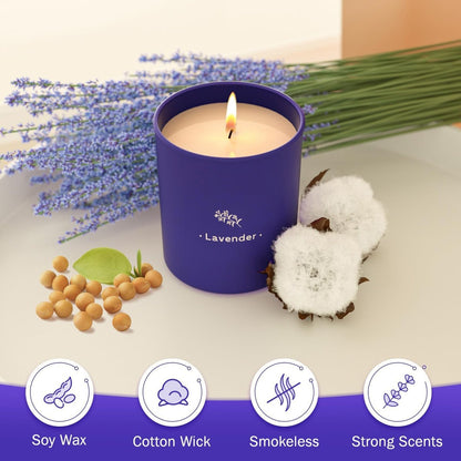 Lavendelkerzen für Zuhause Duftkerzen, 8 oz Duftkerzen Geschenk, Lila Glas Wachs, Hergestellt mit Soja für Frauen, 45 Stunden langanhaltende Brenndauer für Weihnachten Mama Freundin Geburtstag Weihnachtsgeschenk - 1 Packung