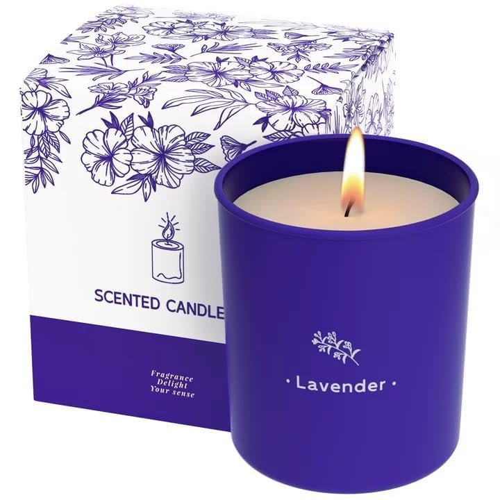 Lavendelkerzen für Zuhause Duftkerzen, 8 oz Duftkerzen Geschenk, Lila Glas Wachs, Hergestellt mit Soja für Frauen, 45 Stunden langanhaltende Brenndauer für Weihnachten Mama Freundin Geburtstag Weihnachtsgeschenk - 1 Packung