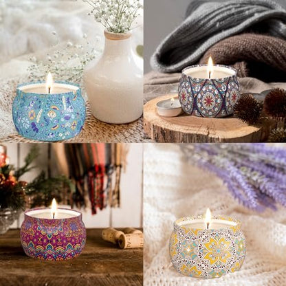 TranquilBliss Duftkerzen-Set, 4er-Pack Sojawachs-Kerzen, 120 Stunden Brenndauer, ideales Geschenk für Frauen, Geburtstagsgeschenke
