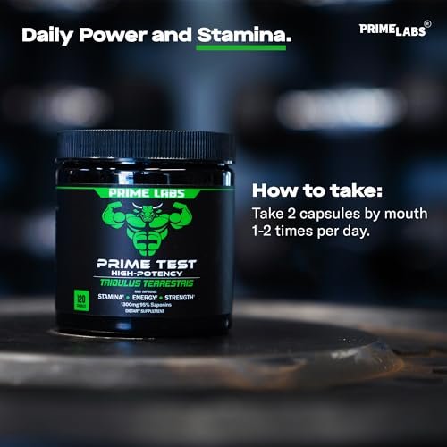 Prime Labs Tribulus Terrestris für Männer 1300 mg - Angereichert mit 95 % Saponinen - Energie, Vitalität, Kraft - 120 Kapseln