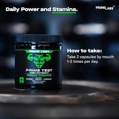 Prime Labs Tribulus Terrestris für Männer 1300 mg - Angereichert mit 95 % Saponinen - Energie, Vitalität, Kraft - 120 Kapseln