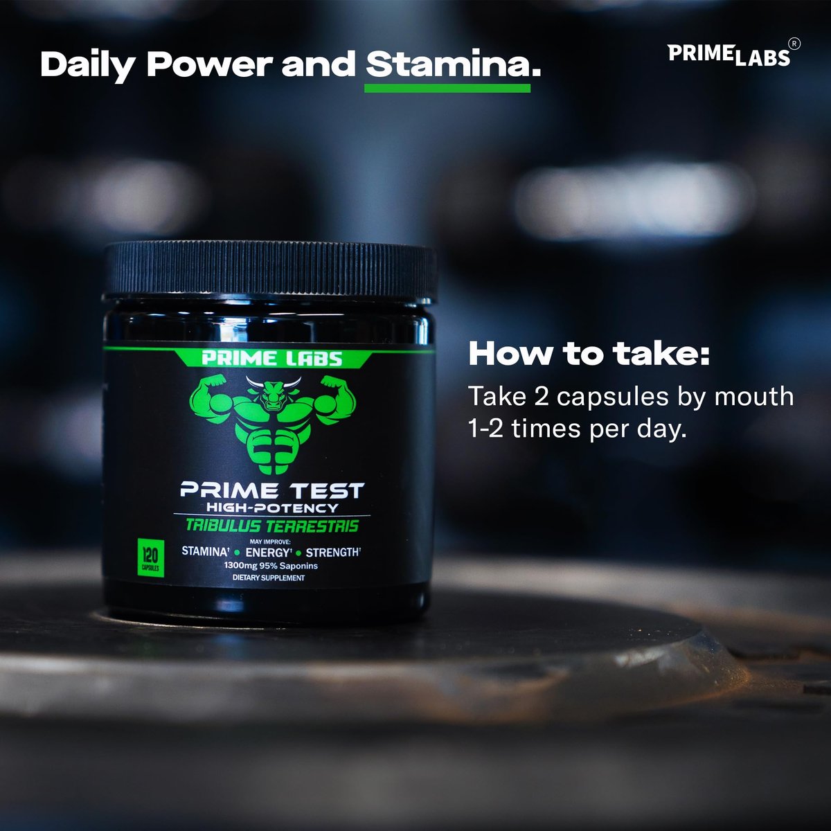 Prime Labs Tribulus Terrestris für Männer 1300 mg - Angereichert mit 95 % Saponinen - Energie, Vitalität, Kraft - 120 Kapseln