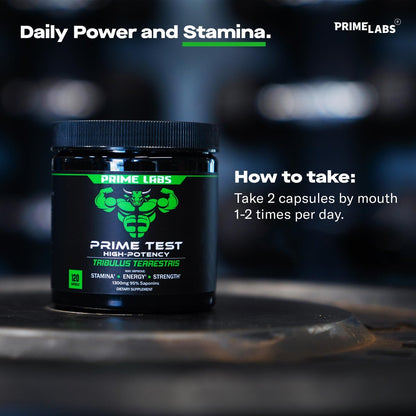 Prime Labs Tribulus Terrestris für Männer 1300 mg - Angereichert mit 95 % Saponinen - Energie, Vitalität, Kraft - 120 Kapseln