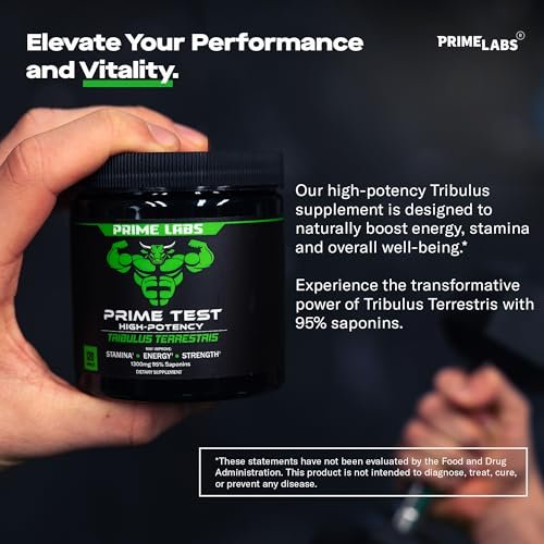 Prime Labs Tribulus Terrestris für Männer 1300 mg - Angereichert mit 95 % Saponinen - Energie, Vitalität, Kraft - 120 Kapseln