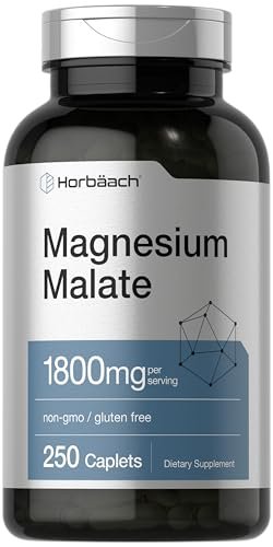 Horbäach Magnesium Malat | 1800 mg | 250 Tabletten | Vegetarisch, Nicht-GVO, Glutenfrei