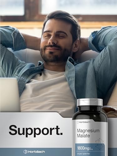 Horbäach Magnesium Malat | 1800 mg | 250 Tabletten | Vegetarisch, Nicht-GVO, Glutenfrei