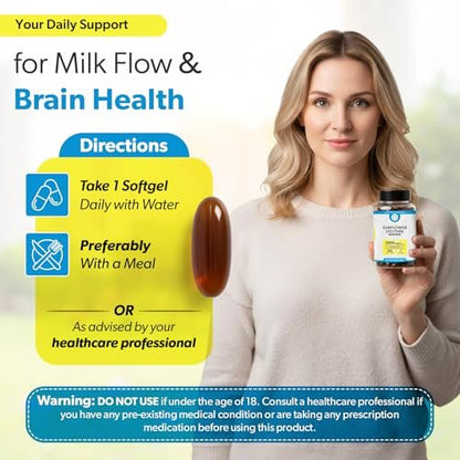 TRUEMED Bio Sonnenblumen-Lecithin 1200 mg – Stillergänzung für Mütter – Unterstützt Milchfluss, verstopfte Milchgänge, Gehirn- & Lebergesundheit – Sojafrei, Nicht-GVO – 100 Weichkapseln