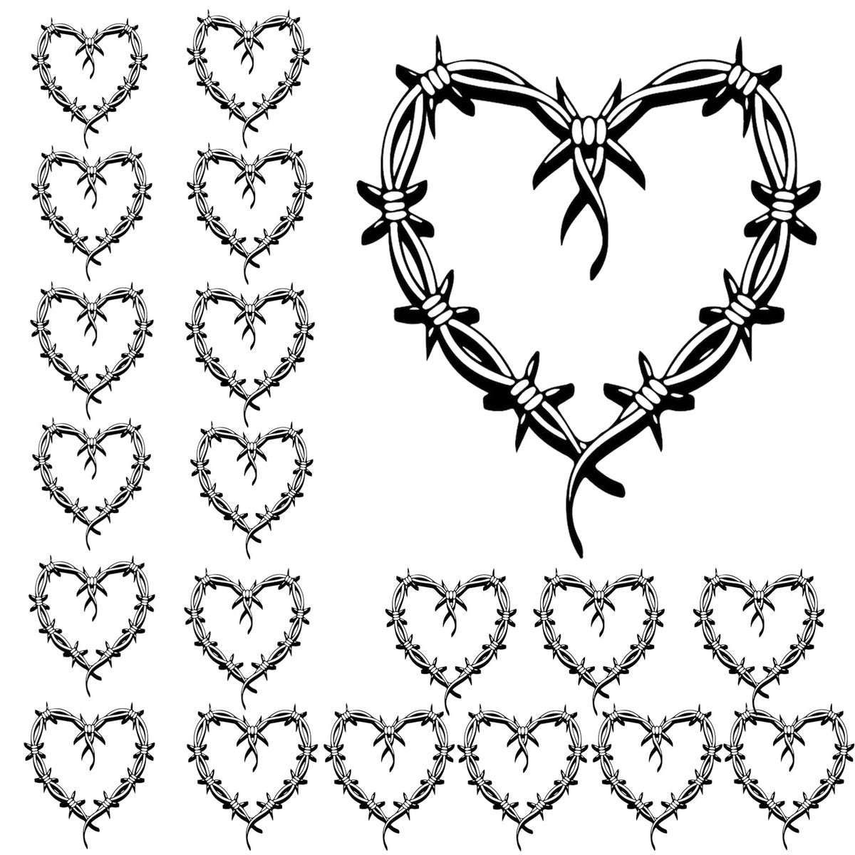 QualityLife Karol Temporäre Tattoos - 20 Stück Mehrfarbig Herz-Motive, Einfach Aufzutragen, Wasserfest, Sichere Materialien, Langanhaltend, Konzertaccessoire oder Geschenk