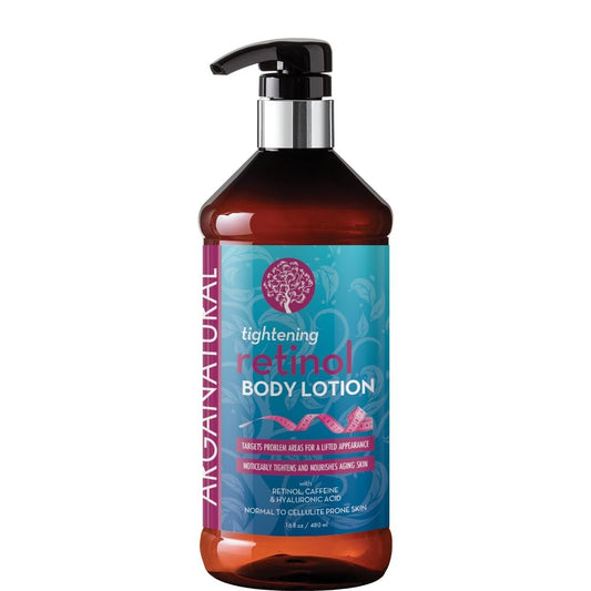 Arganatural Retinol Body Lotion mit Vitamin E & Kollagen – Hautstraffende und Anti-Aging Creme für Frauen, 16,2 Fl Oz