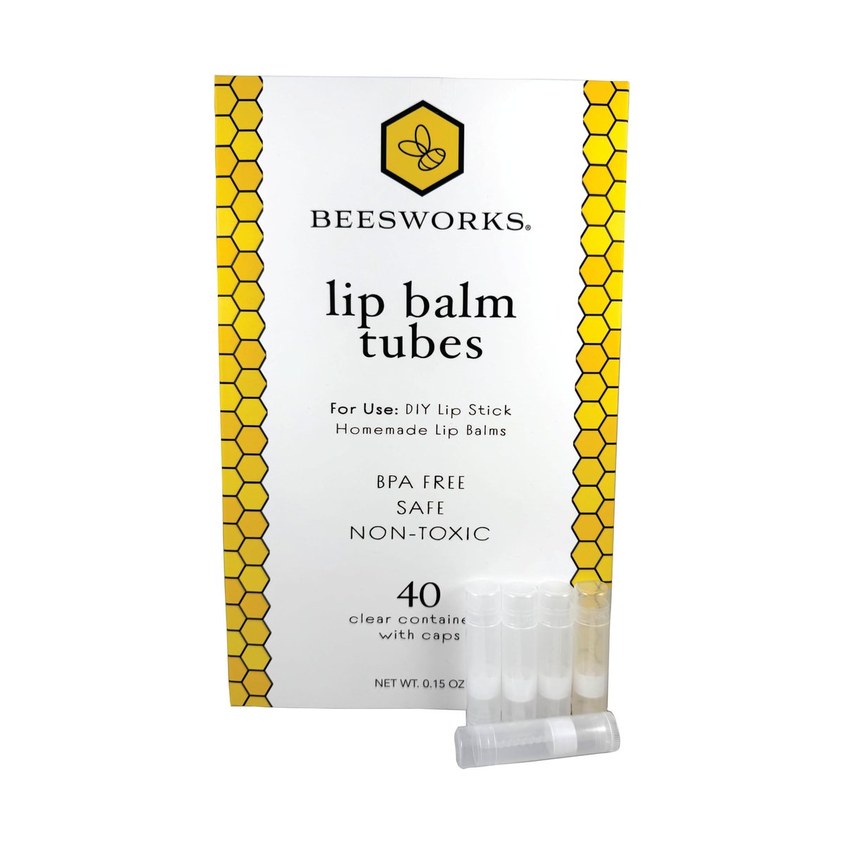 BEESWORKS Lippenbalsam Behälter, runde Tuben | Packung mit 40 | Klare 0,15-Unzen-Behälter mit Deckel, hergestellt in den USA | Für DIY Lippenstift, selbstgemachte Lippenbalsame