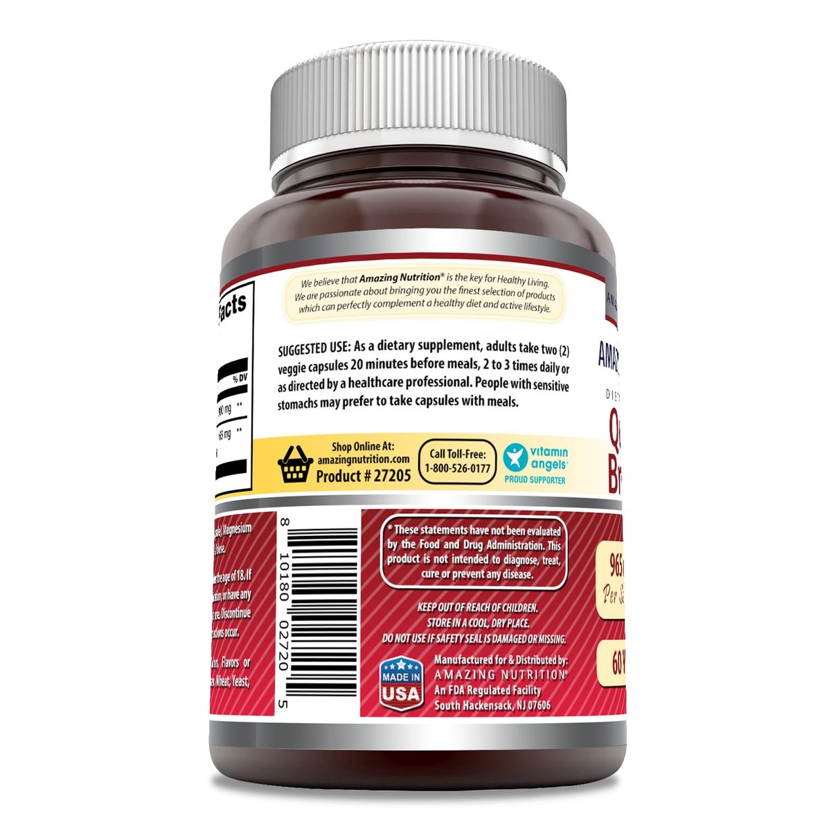Amazing Nutrition Quercetin 800 mg mit Bromelain 165 mg – 60 vegane Kapseln, Non-GMO, glutenfrei, hergestellt in den USA