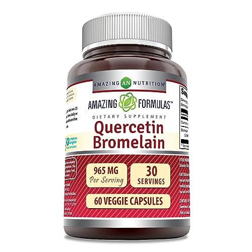 Amazing Nutrition Quercetin 800 mg mit Bromelain 165 mg – 60 vegane Kapseln, Non-GMO, glutenfrei, hergestellt in den USA