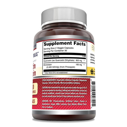 Amazing Nutrition Quercetin 800 mg mit Bromelain 165 mg – 60 vegane Kapseln, Non-GMO, glutenfrei, hergestellt in den USA