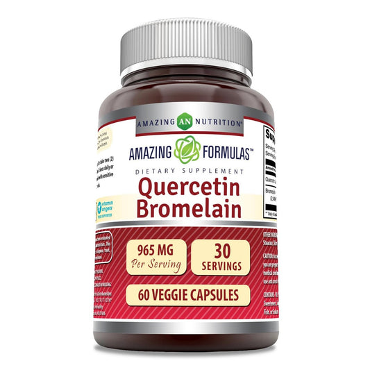 Amazing Nutrition Quercetin 800 mg mit Bromelain 165 mg – 60 vegane Kapseln, Non-GMO, glutenfrei, hergestellt in den USA