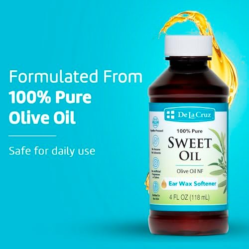 De La Cruz Ohrenschmalz Entferner & Ohrenschmalz Weichmacher, 100% Reines Süßöl für die Ohren, Sanftes und Natürliches Ohrenöl – Nachfüllpackung 118 ml