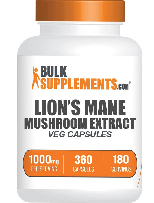 Löwenmähne (Hericium erinaceus) Extrakt Kapseln - Nahrungsergänzungsmittel für Gedächtnis und Konzentration - Vegan, 2 Kapseln pro Portion (1000 mg), 360 Kapseln