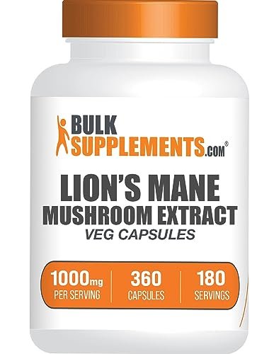 Löwenmähne (Hericium erinaceus) Extrakt Kapseln - Nahrungsergänzungsmittel für Gedächtnis und Konzentration - Vegan, 2 Kapseln pro Portion (1000 mg), 360 Kapseln