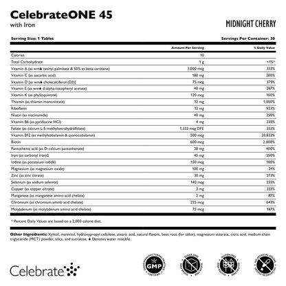 CelebrateONE 45 Bariatric Multivitamin mit Eisen, einmal täglich tropisch kaubar für Magenverkleinerung & Bypass-Patienten – 45 mg Eisen, 30 Tabletten, 1 Monatsvorrat