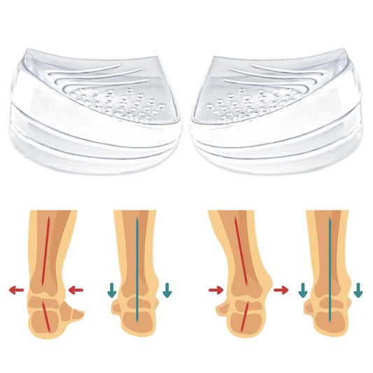 Skyfoot 3-Lagen Verstellbare Fersenkeil-Einlagen zur Korrektur von Supination & Pronation, Klebende mediale & laterale Fersenpolster für O-Beine, Knieschmerzen, Fußausrichtung (L: Damen 7-11, Herren 7-10, Kristall)