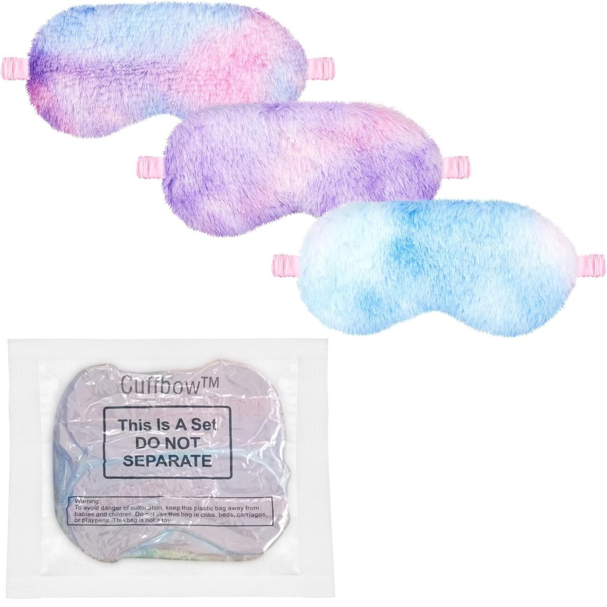 Cuffbow 12 Stück Plüsch Schlafmasken Bulk Bequeme Schlafaugenmaske für Kinder Frauen Männer Weiche Fellbinde Faux Fur Schatten für Reisen Nickerchen Übernachtungspartyzubehör (Regenbogen)