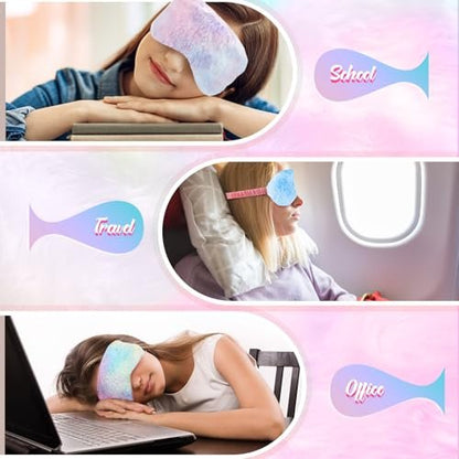 Cuffbow 6er-Pack Plüsch-Schlafmasken-Set, Kuschelige Augenmasken zum Schlafen, Weiche Bequeme Reise-Schlafbrille, Schlafparty-Geschenke für Frauen (Tie Dye, Regenbogen)