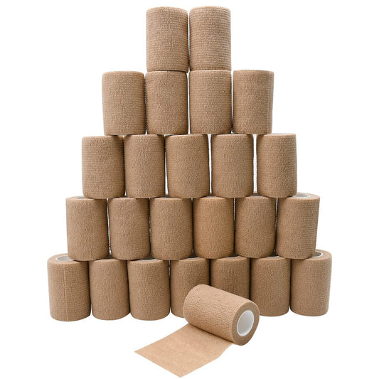 3 Zoll Selbstklebende Bandagewickel, 24 Stück, hautfarben, 5 Yard selbsthaftende Wickel für Sport, Handgelenk, Knöchel und Schwellungen
