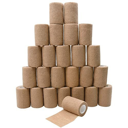 3 Zoll Selbstklebende Bandagewickel, 24 Stück, hautfarben, 5 Yard selbsthaftende Wickel für Sport, Handgelenk, Knöchel und Schwellungen